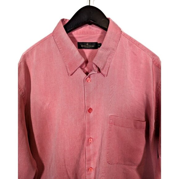 Bugatchi Brushed Cotton Twill Button Up Shirt Mens XL Salmon Coral Soft Preppy - Picture 3 of 7
